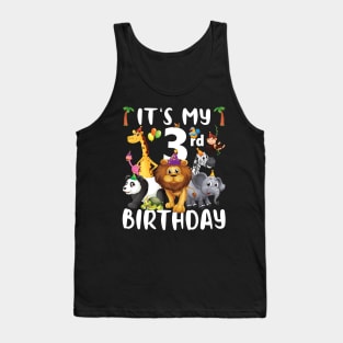 Its My 3rd Birthday Safari Jungle Zoo Lovers Birthday Party Tank Top